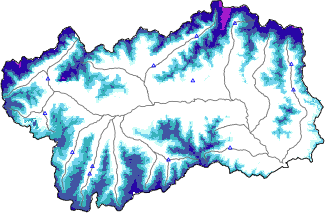 Hauter de neige + données de station automatiques (AWS) + données Modello 1 AINEVA (MOD1) au-dessous de 2000 m