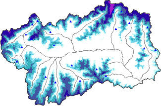 Hauter de neige + données de station automatiques (AWS) + données Modello 1 AINEVA (MOD1) au-dessus de 2000 m