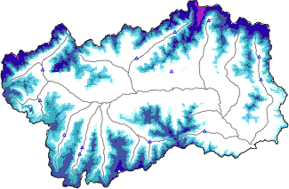 Hauter de neige + données de station automatiques (AWS) + données Modello 1 AINEVA (MOD1) au-dessous de 2000 m