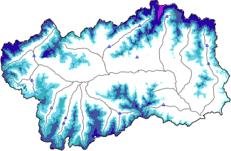 Snow depth + automatic weather station data (AWS) + Modello 1 AINEVA (MOD1) data below 2000 m