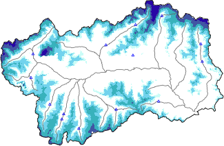 Snow depth + automatic weather station data (AWS) + Modello 1 AINEVA (MOD1) data below 2000 m