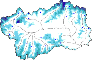 Snow depth + automatic weather station data (AWS) + Modello 1 AINEVA (MOD1) data above 2000 m