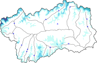 Altezza neve al suolo + dati stazioni automatiche (AWS) e Modelli 1 AINEVA (MOD1) sotto i 2000 m