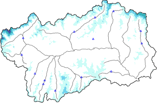 Altezza neve al suolo + dati stazioni automatiche (AWS) e Modelli 1 AINEVA (MOD1) sotto i 2000 m