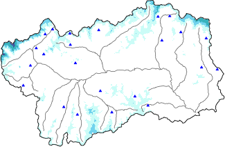 Altezza neve al suolo + dati stazioni automatiche (AWS) e Modelli 1 AINEVA (MOD1) oltre i 2000 m