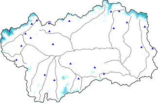 Altezza neve al suolo + dati stazioni automatiche (AWS) e Modelli 1 AINEVA (MOD1) oltre i 2000 m