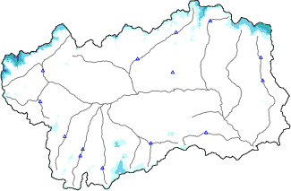 Altezza neve al suolo + dati stazioni automatiche (AWS) e Modelli 1 AINEVA (MOD1) sotto i 2000 m