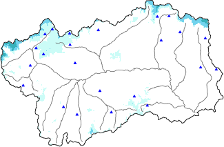 Hauter de neige + données de station automatiques (AWS) + données Modello 1 AINEVA (MOD1) au-dessus de 2000 m
