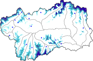 Hauter de neige + données de station automatiques (AWS) + données Modello 1 AINEVA (MOD1) au-dessus de 2000 m