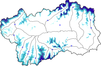 Hauter de neige + données de station automatiques (AWS) + données Modello 1 AINEVA (MOD1) au-dessous de 2000 m