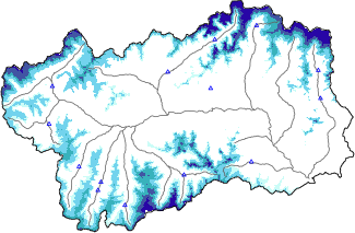 Hauter de neige + données de station automatiques (AWS) + données Modello 1 AINEVA (MOD1) au-dessous de 2000 m