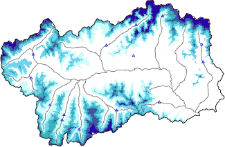 Hauter de neige + données de station automatiques (AWS) + données Modello 1 AINEVA (MOD1) au-dessous de 2000 m