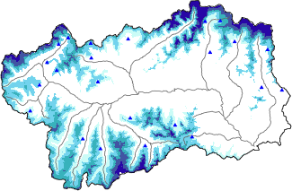 Hauter de neige + données de station automatiques (AWS) + données Modello 1 AINEVA (MOD1) au-dessus de 2000 m