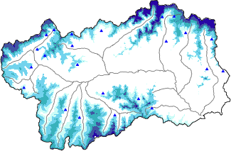 Hauter de neige + données de station automatiques (AWS) + données Modello 1 AINEVA (MOD1) au-dessus de 2000 m
