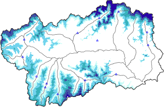 Hauter de neige + données de station automatiques (AWS) + données Modello 1 AINEVA (MOD1) au-dessous de 2000 m