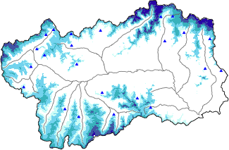 Hauter de neige + données de station automatiques (AWS) + données Modello 1 AINEVA (MOD1) au-dessus de 2000 m