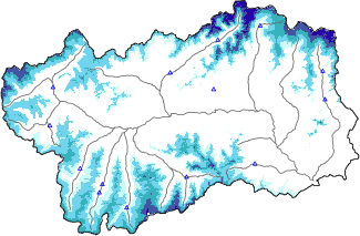 Hauter de neige + données de station automatiques (AWS) + données Modello 1 AINEVA (MOD1) au-dessous de 2000 m
