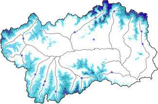 Hauter de neige + données de station automatiques (AWS) + données Modello 1 AINEVA (MOD1) au-dessous de 2000 m