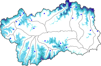 Hauter de neige + données de station automatiques (AWS) + données Modello 1 AINEVA (MOD1) au-dessus de 2000 m