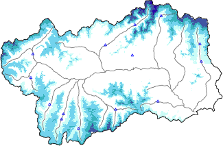 Hauter de neige + données de station automatiques (AWS) + données Modello 1 AINEVA (MOD1) au-dessous de 2000 m