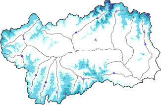 Hauter de neige + données de station automatiques (AWS) + données Modello 1 AINEVA (MOD1) au-dessous de 2000 m
