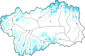 Hauter de neige + données de station automatiques (AWS) + données Modello 1 AINEVA (MOD1) au-dessous de 2000 m