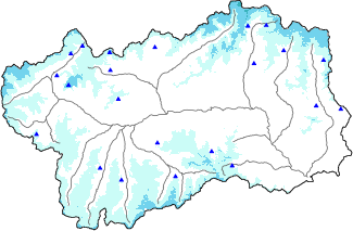 Hauter de neige + données de station automatiques (AWS) + données Modello 1 AINEVA (MOD1) au-dessus de 2000 m