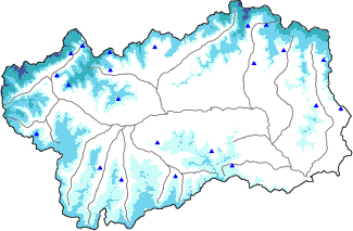 Hauter de neige + données de station automatiques (AWS) + données Modello 1 AINEVA (MOD1) au-dessus de 2000 m