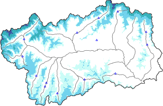 Hauter de neige + données de station automatiques (AWS) + données Modello 1 AINEVA (MOD1) au-dessous de 2000 m