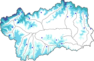 Hauter de neige + données de station automatiques (AWS) + données Modello 1 AINEVA (MOD1) au-dessus de 2000 m