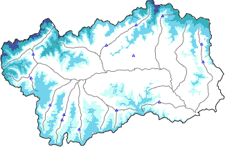 Hauter de neige + données de station automatiques (AWS) + données Modello 1 AINEVA (MOD1) au-dessous de 2000 m