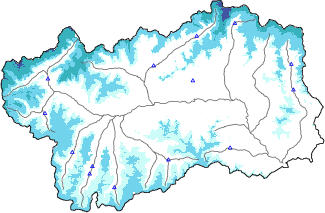 Hauter de neige + données de station automatiques (AWS) + données Modello 1 AINEVA (MOD1) au-dessous de 2000 m