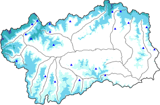 Hauter de neige + données de station automatiques (AWS) + données Modello 1 AINEVA (MOD1) au-dessus de 2000 m