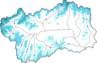 Hauter de neige + données de station automatiques (AWS) + données Modello 1 AINEVA (MOD1) au-dessous de 2000 m