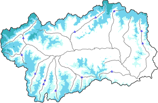 Snow depth + automatic weather station data (AWS) + Modello 1 AINEVA (MOD1) data below 2000 m