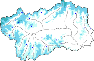 Snow depth + automatic weather station data (AWS) + Modello 1 AINEVA (MOD1) data above 2000 m