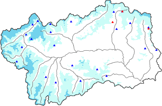 Hauter de neige + données de station automatiques (AWS) + données Modello 1 AINEVA (MOD1) au-dessus de 2000 m