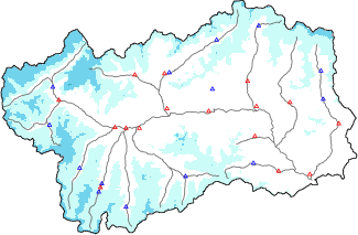 Hauter de neige + données de station automatiques (AWS) + données Modello 1 AINEVA (MOD1) au-dessous de 2000 m