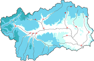 Neige fraîche dans les dernières 72h + données Modello 1 AINEVA (MOD1)