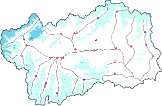 Snow depth + automatic weather station data (AWS) + Modello 1 AINEVA (MOD1) data below 2000 m