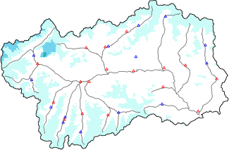 Hauter de neige + données de station automatiques (AWS) + données Modello 1 AINEVA (MOD1) au-dessous de 2000 m