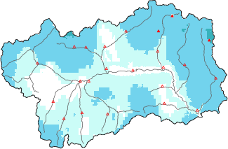 Neige fraîche dans les dernières 72h + données Modello 1 AINEVA (MOD1)