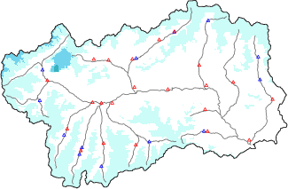 Altezza neve al suolo + dati stazioni automatiche (AWS) e Modelli 1 AINEVA (MOD1) sotto i 2000 m