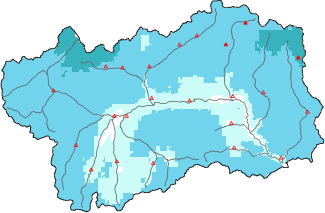 Neige fraîche dans les dernières 72h + données Modello 1 AINEVA (MOD1)