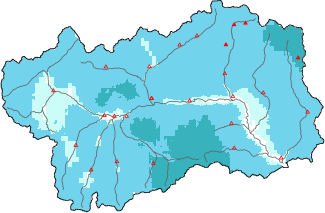 New snow in the last 24h + Modello 1 AINEVA (MOD1) data