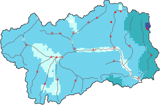 New snow in the last 24h + Modello 1 AINEVA (MOD1) data