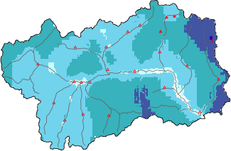 New snow in the last 72h + Modello 1 AINEVA (MOD1) data