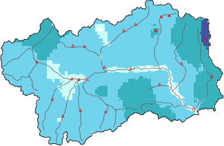 Neige fraîche dans les dernières 72h + données Modello 1 AINEVA (MOD1)