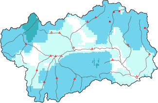 Neige fraîche dans les dernières 72h + données Modello 1 AINEVA (MOD1)