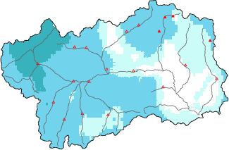 Neige fraîche dans les dernières 72h + données Modello 1 AINEVA (MOD1)